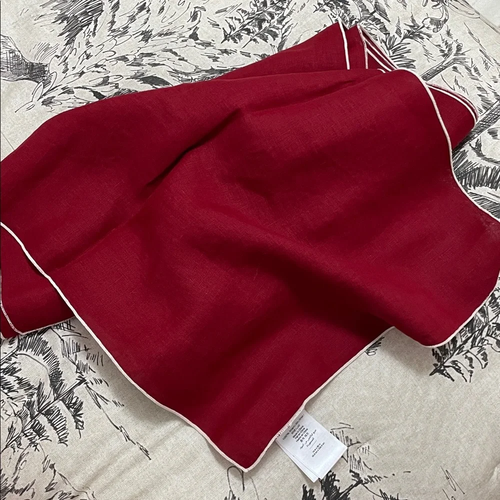 WEST ELM Red Linen Runner 14x90 in NEW without tags